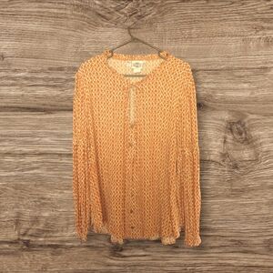 Rod's VintagOrange Western Button Up Long Sleeve Blouse Top‎ Size XL Made In USA